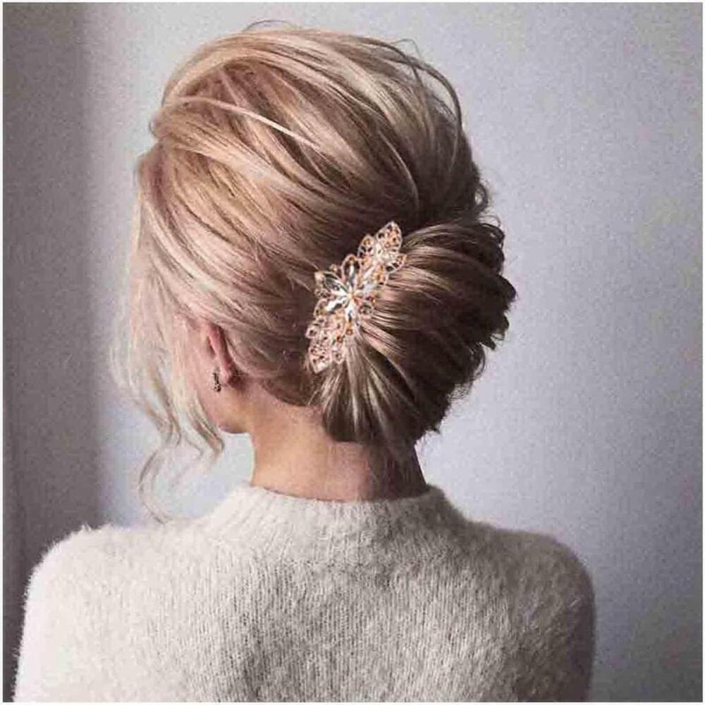 Rhinestone Flower Petal Hair Clip In White/Clear - Picture 4 of 7